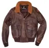 Men Distressed G-1 Flight Jet Airborne Pilot Bomber Naval Flying Leather Jacket with Dispatched Fur Collar Real Genuine Leather