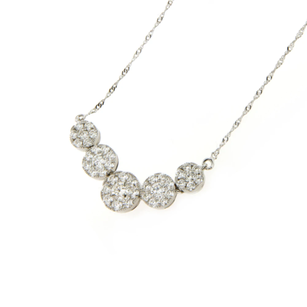 Manufacturer Bling Casual 18K White Gold Diamond Anniversary Round Necklaces For Women