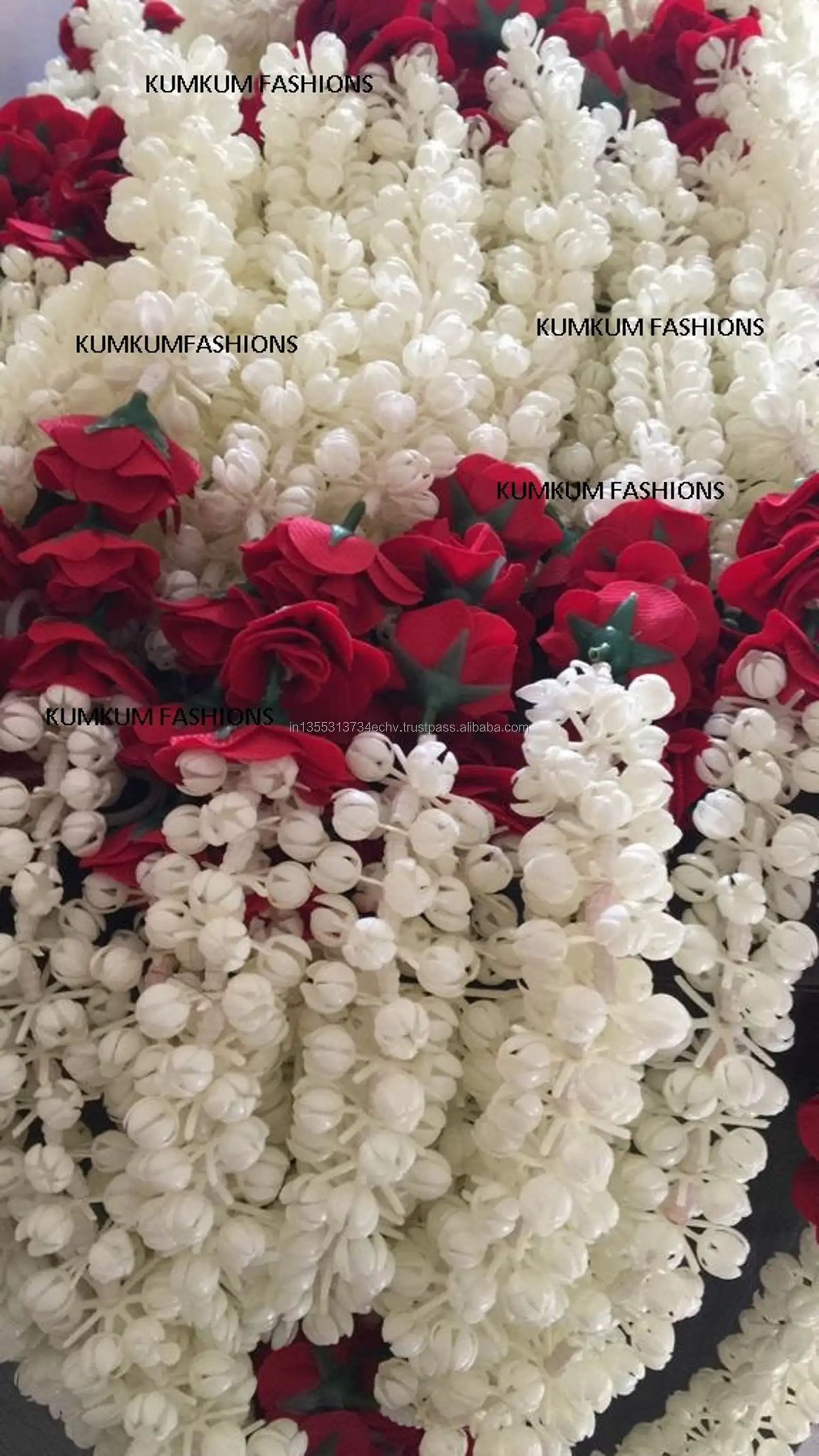 Indian Handmade Artificial White Jasmine Flower Garlands Decoration