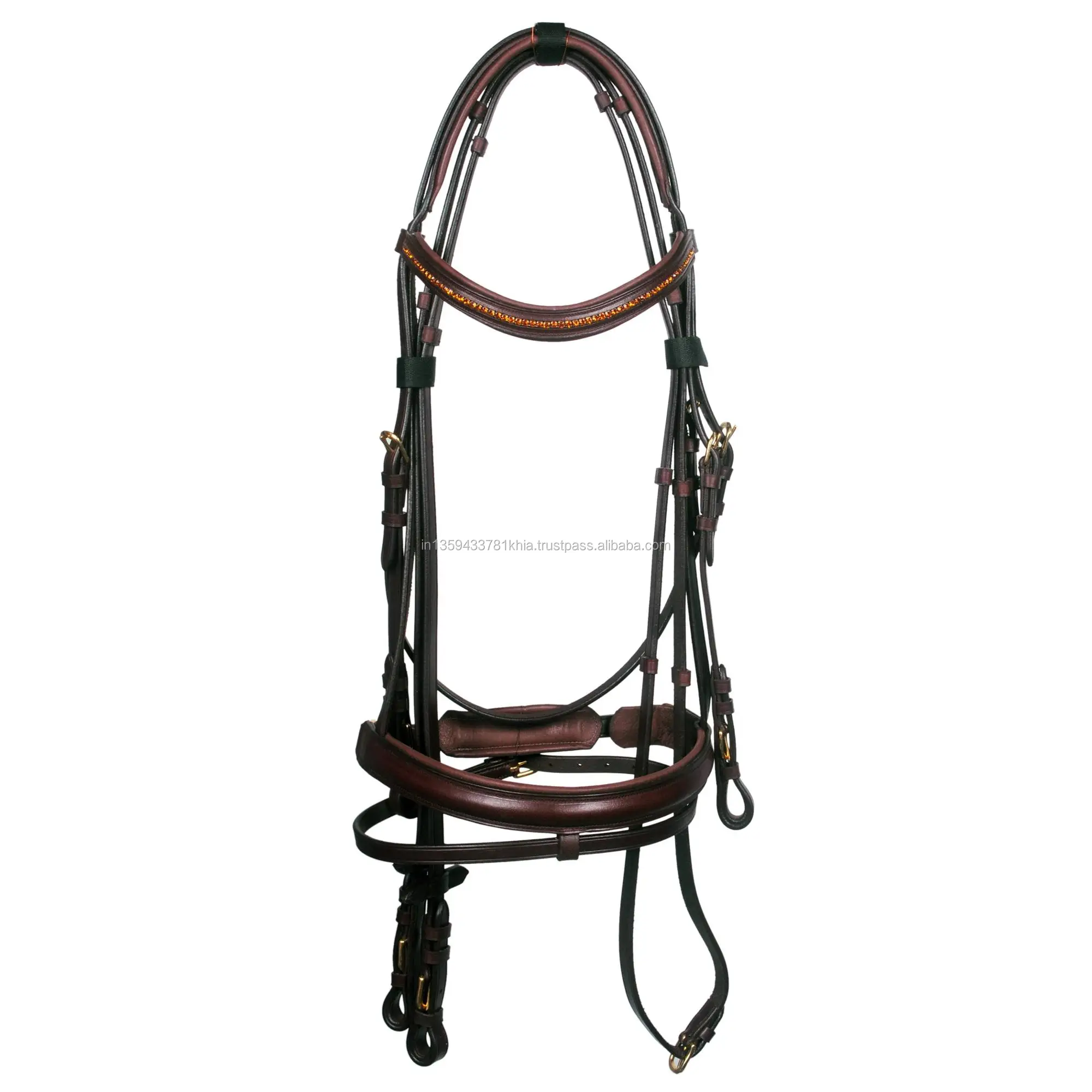 Leather Horse Bridle Double Bridle Dressage Horse Bridle With Soft Padded Raised Design Nose