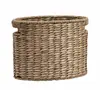 Oval Shape Natural Water Hyacinth Wicker Magazine Rack with cut off Handles Storage Basket