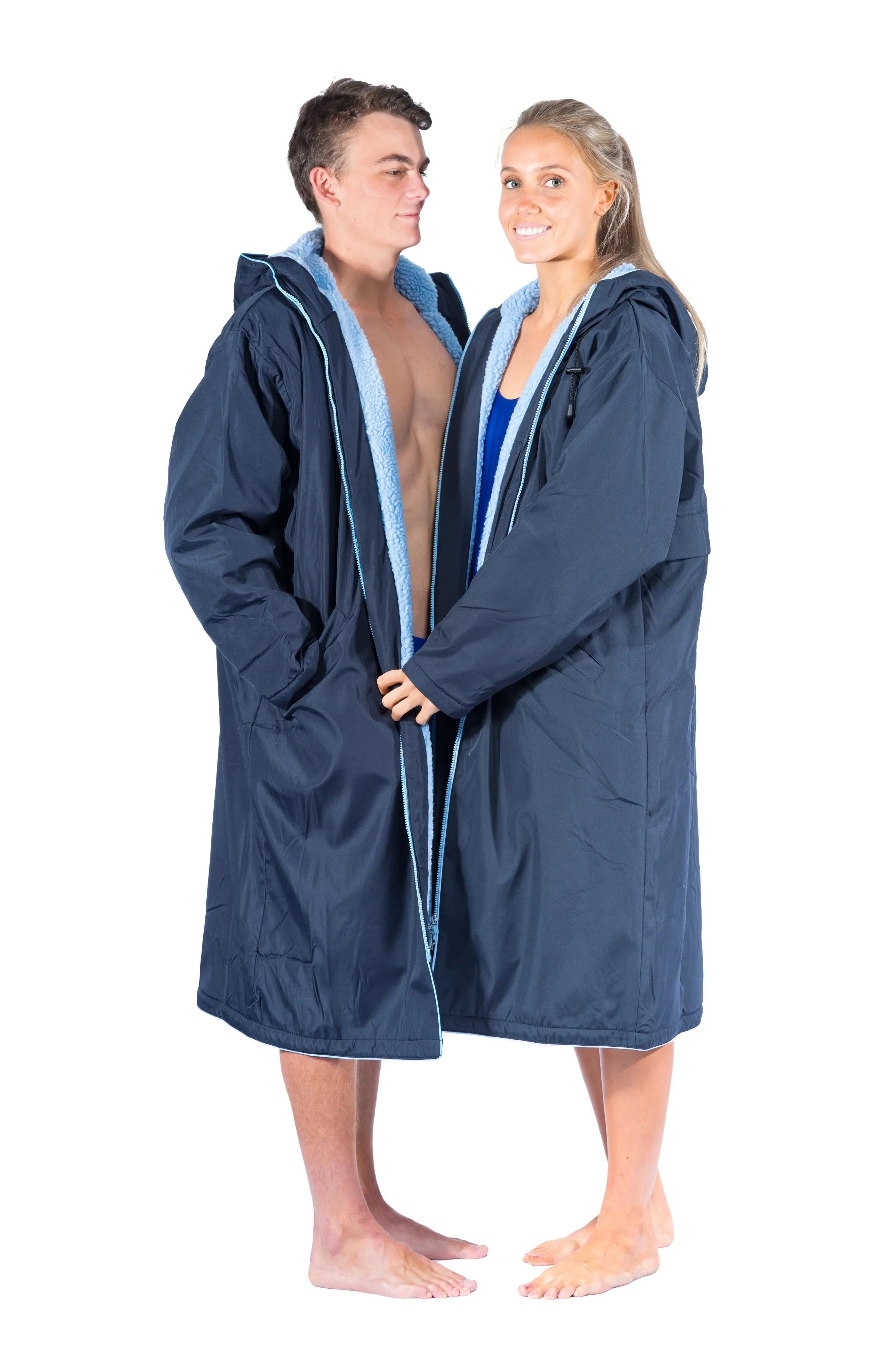 Youth Swim Parka Coat Fleece Lining Waterproof Kid's Swim Parka Coat Adult Unisex Towel Lining