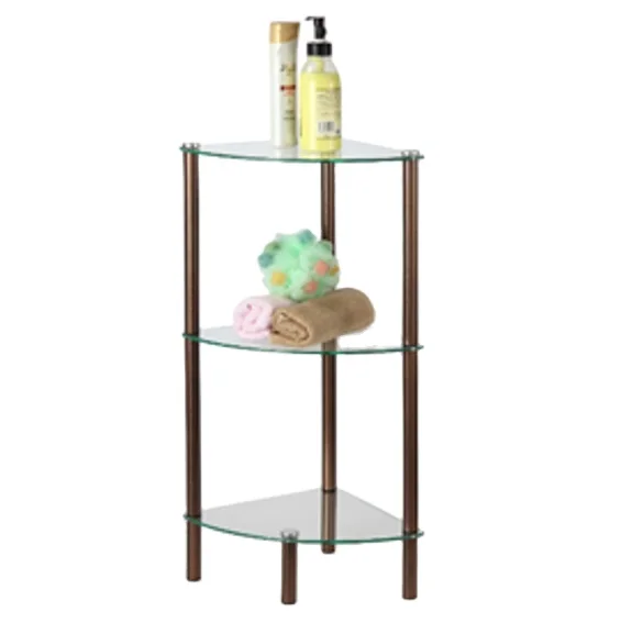 
Free Sample Economic 3 Tier Corner Metal Glass Household Shelf For Bathroom Bedroom Kitchen Household 