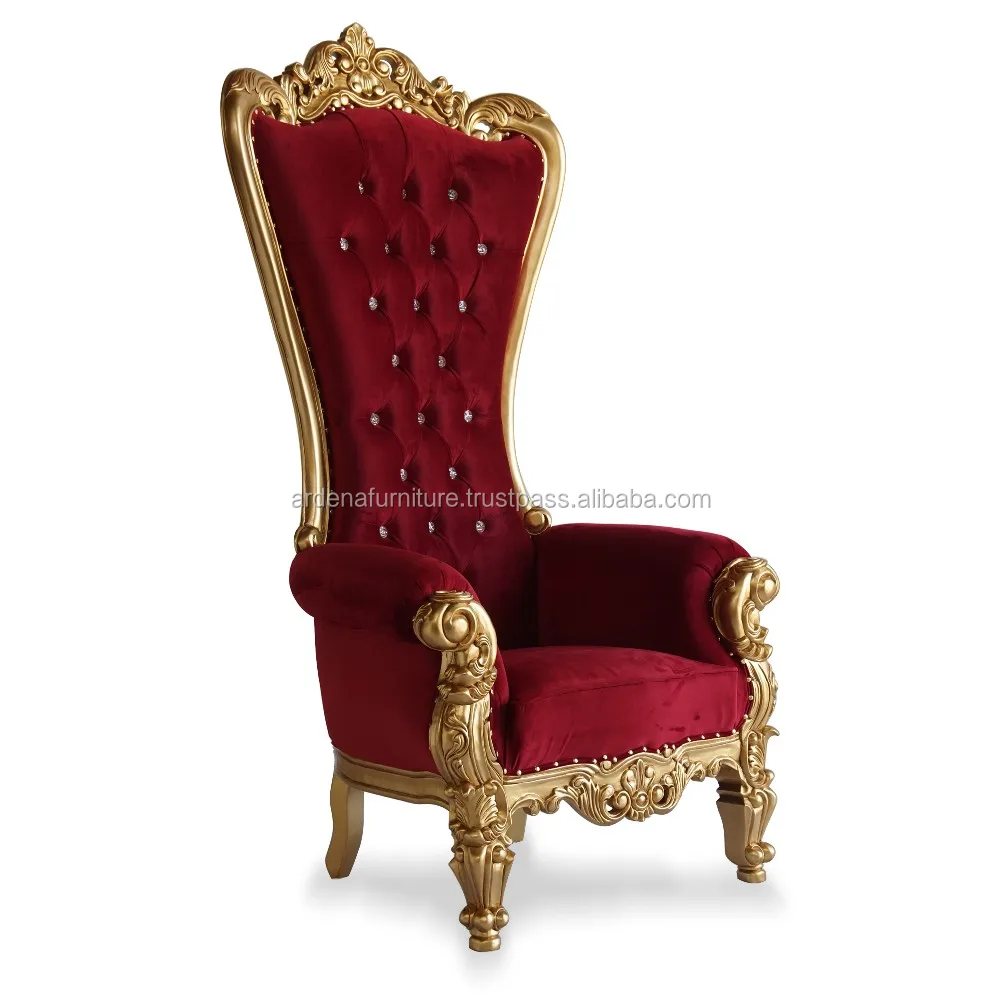 High Back Queen Throne Chairs Red Luxury Wedding Velvet For Sale Hotel