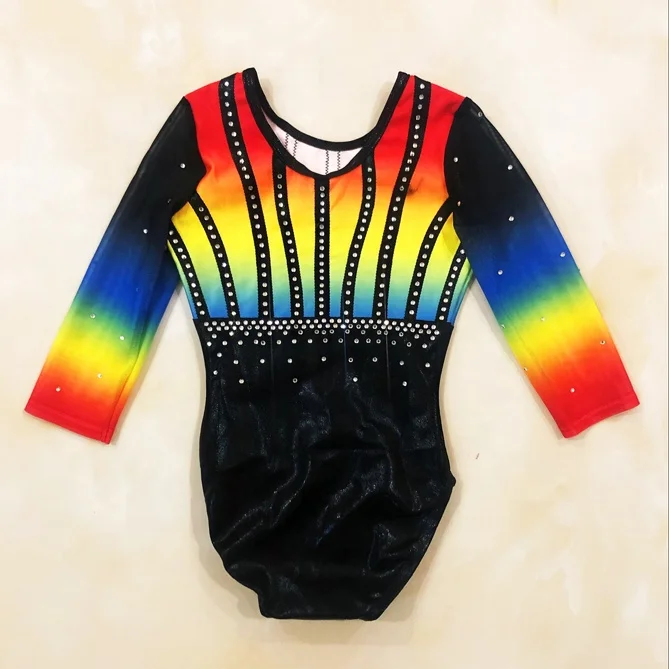 2020 Hot Sell Wholesale Rhythmic Custom Shiny Long Sleeved Girls