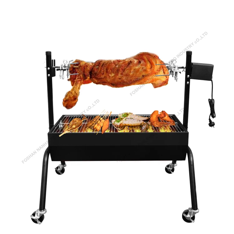 Charcoal Barbecue With Rotisserie Chicken Grill