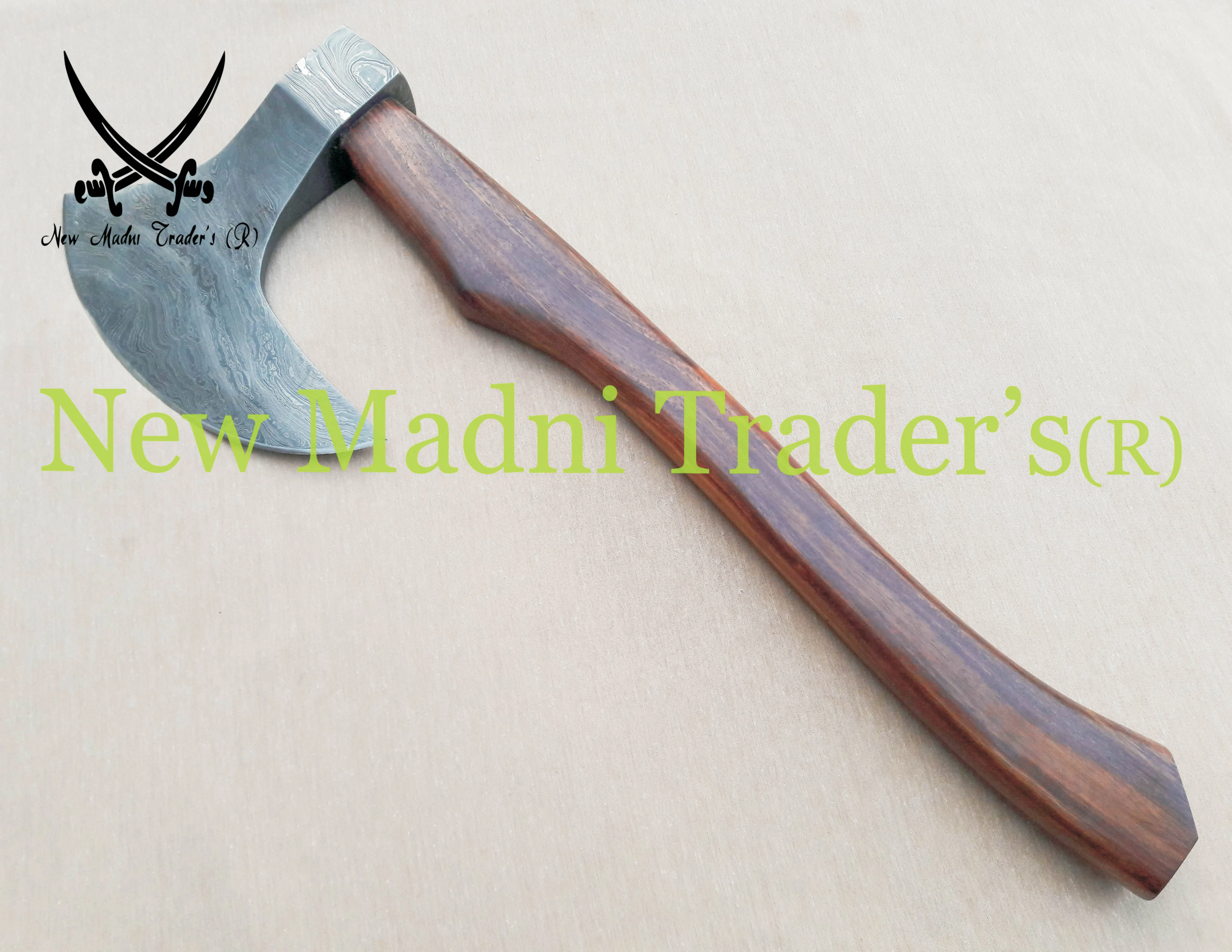 ROSE WOOD HANDLE ~HANDMADE~TOMAHAWK DAMASCUS STEEL BLADE 8/"INCH OVERALL