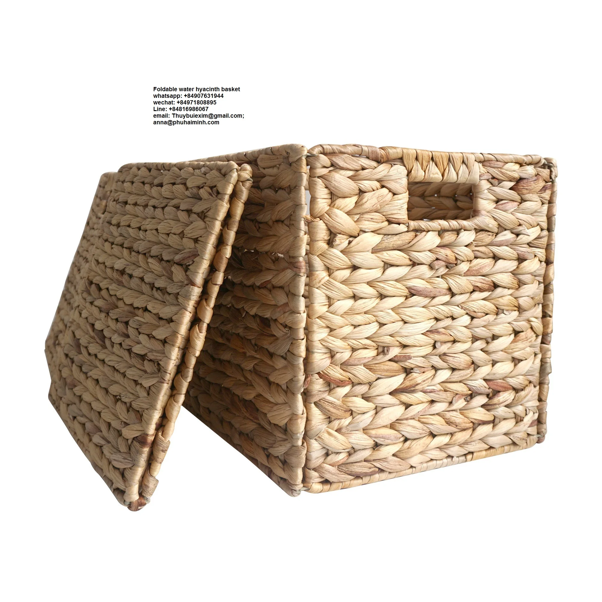 Hot Sales!! Cheap And Natural/ Handmade Water Hyacinth Woven Storage Box Basket For Storage