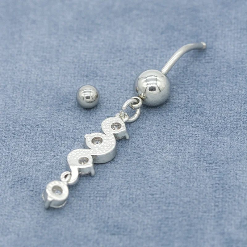 14g Curved Bar Externally Threaded Belly Piercing Rings Silver