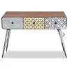 industrial wooden three drawers iron v pin folding legs painted drawera console table