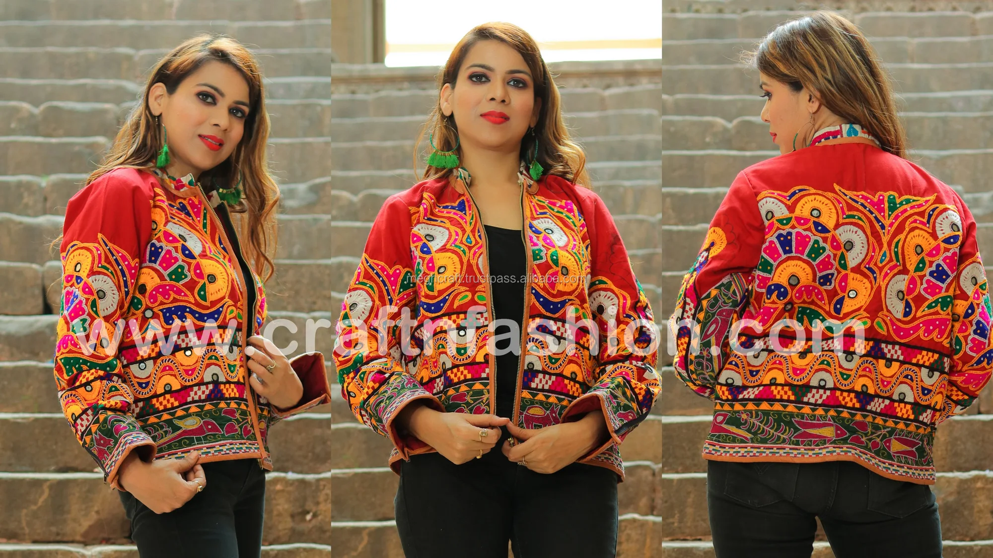 Indian Gypsy Banjara Bomber Jacket With Mirror Work Yellow Kutch Embroidery Vintage Full Sleeve Bohemian Jacket With Zipper Unisex Jacket
