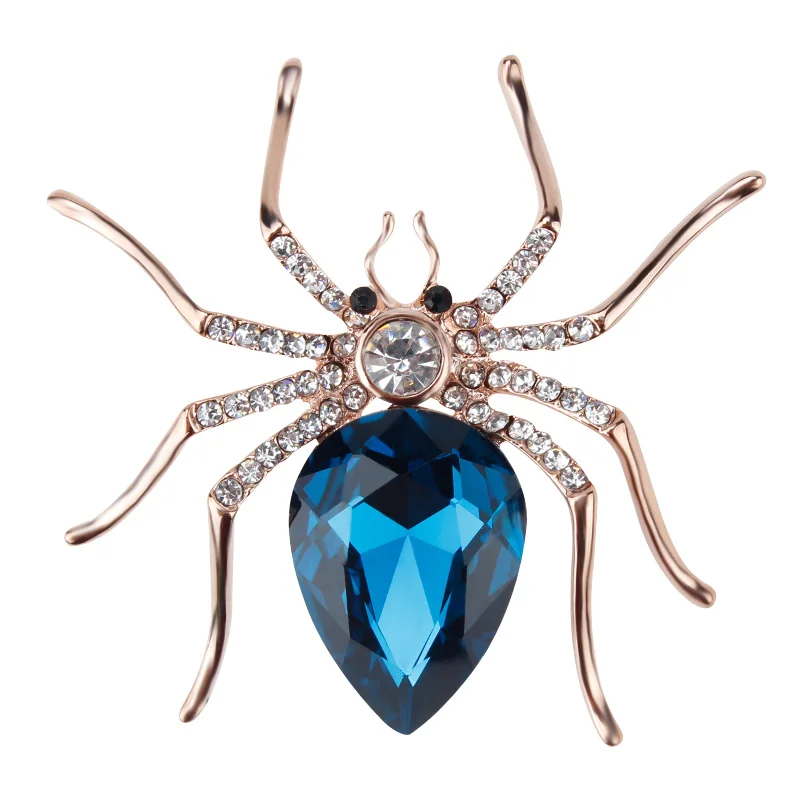 2pcs Spider Brooch Pin Rhinestone Crystal Women Brooches Wedding Jewelry 
