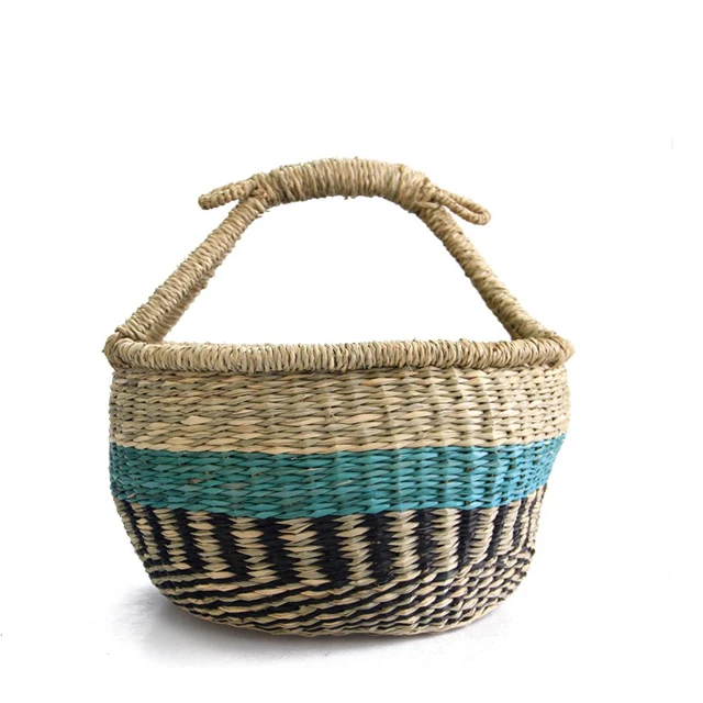 Hand Woven Bolga Style Basket from Vietnam Assorted Colours New 