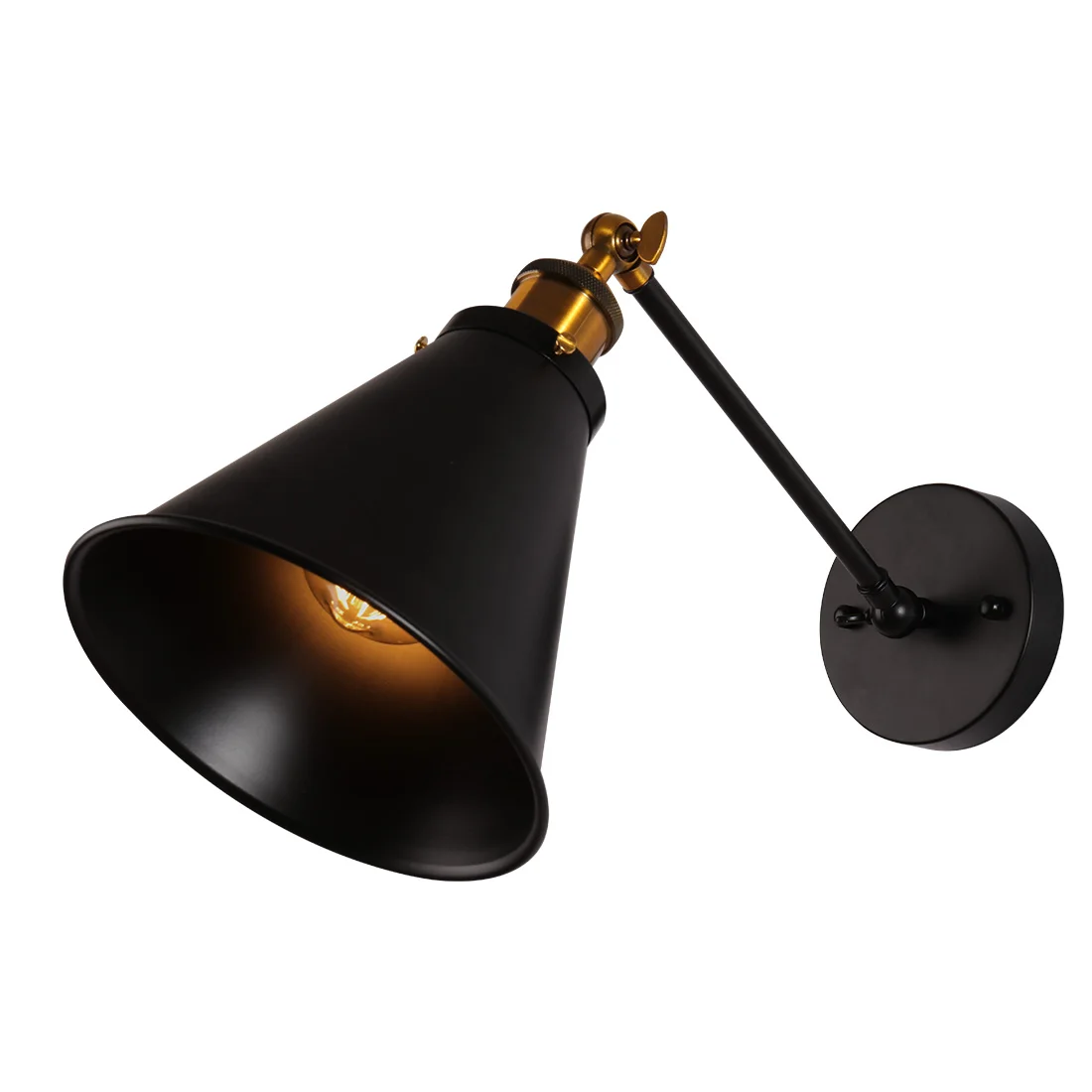 Adjustable black wall light Industrial swing arm wall sconce