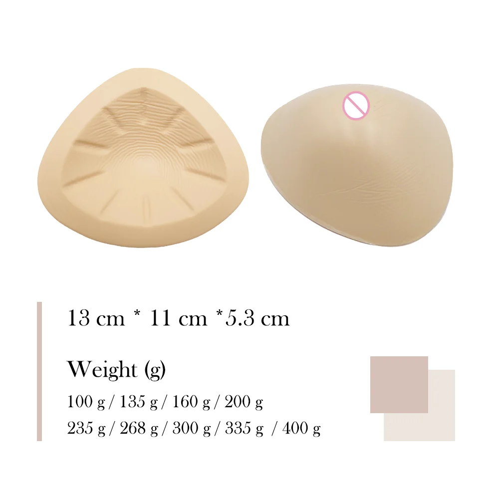 Vollence A Cup Self Adhesive Triangle Silicone Breast Forms Fake Boobs for Mastectomy Nude 