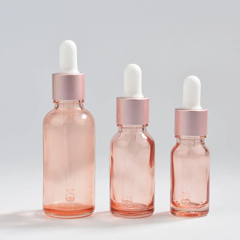 5ml 15ml 30ml 50ml  essential oil rose gold luxury dropper bottle cosmetic glass bottle packaging glass bottle supplier