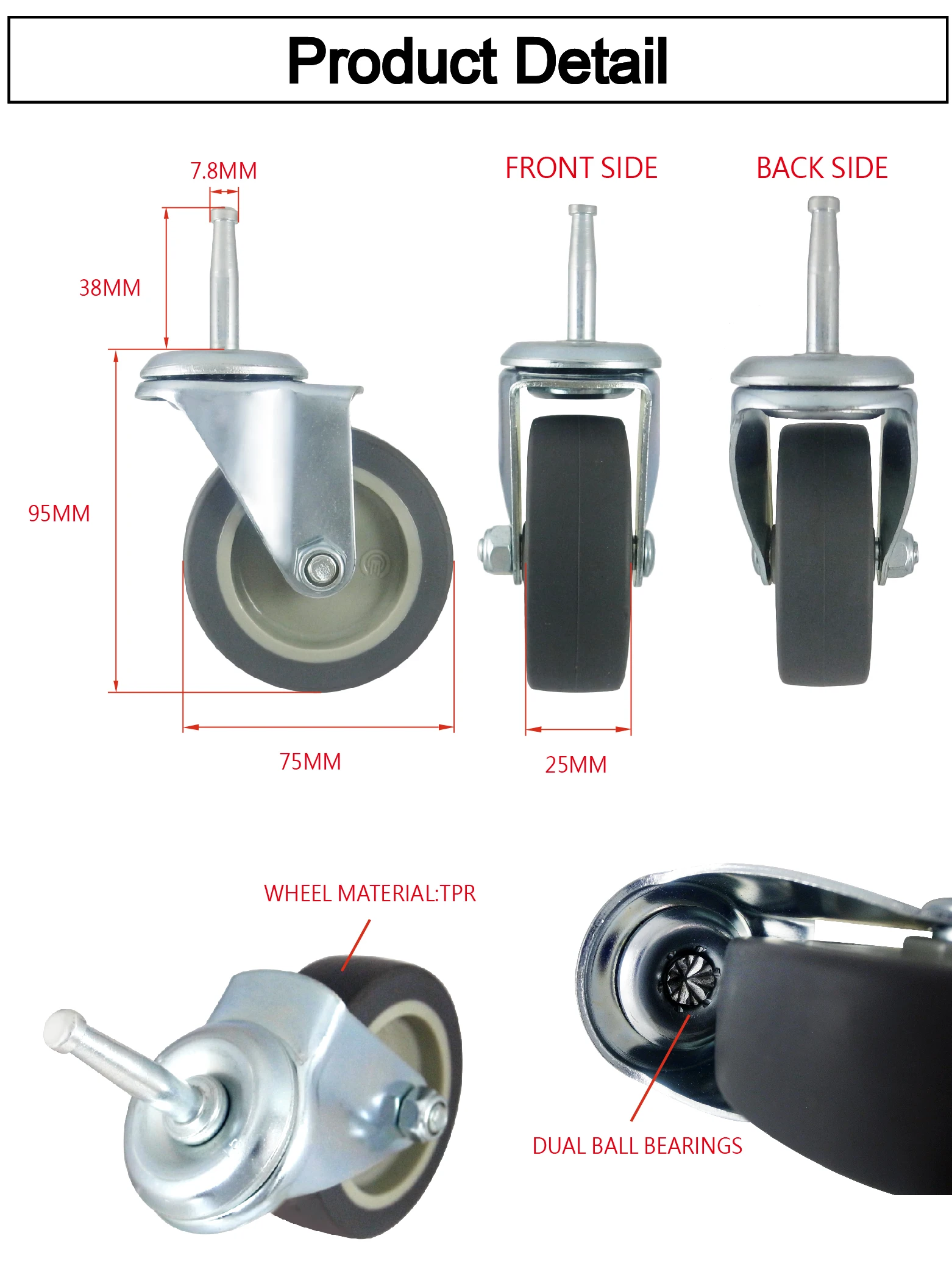 Cce Caster 3 Rubber Load Wheels For Shoe Chair Display Rack Buy 3