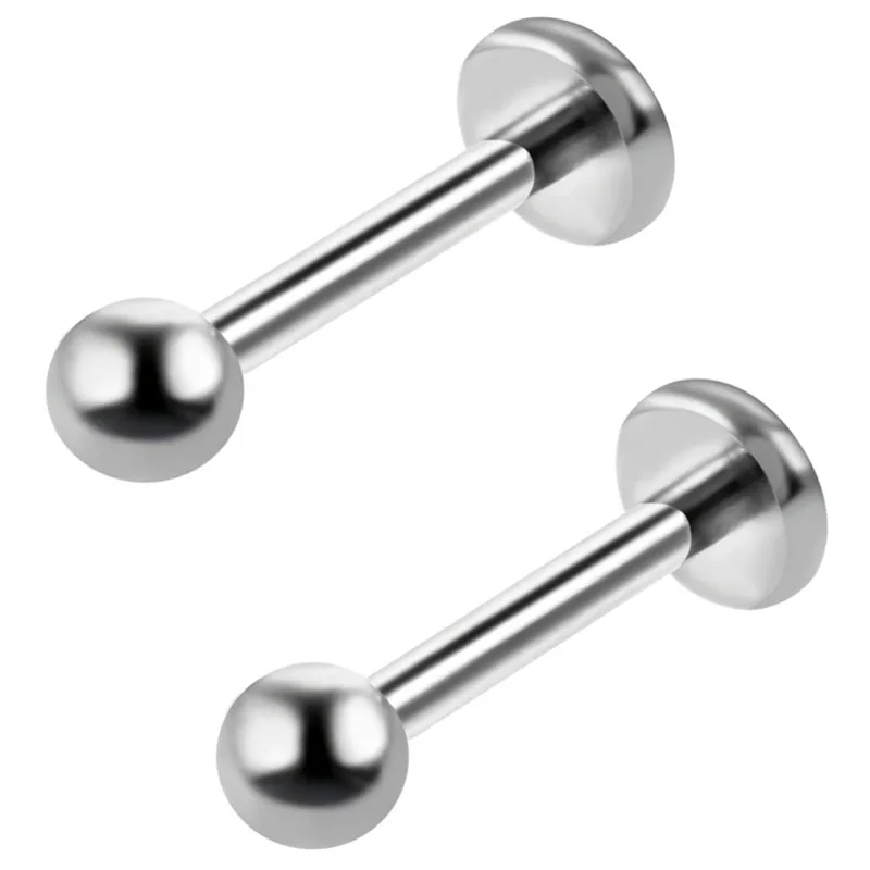 16g I Shape Fashion Externally Threaded Silver Labret Lip Piercing