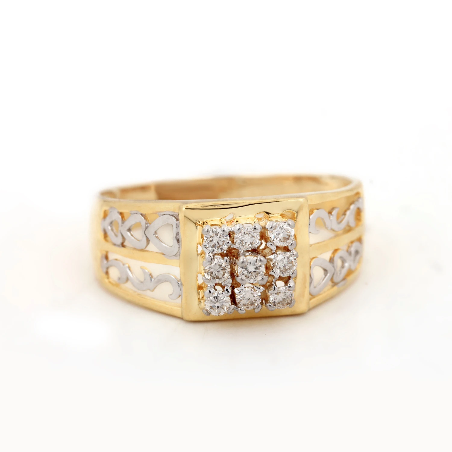 Latest Design 0.24ct Natural Diamond 9 Stone Men's Ring Real 14K Yellow Gold Fine Jewelry Wholesaler Since 1974 Wedding Ring