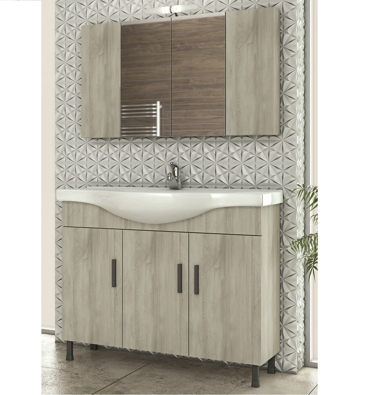 European Style Beige Modern Bathroom Cabinet Vanity Units 100cm Width ...