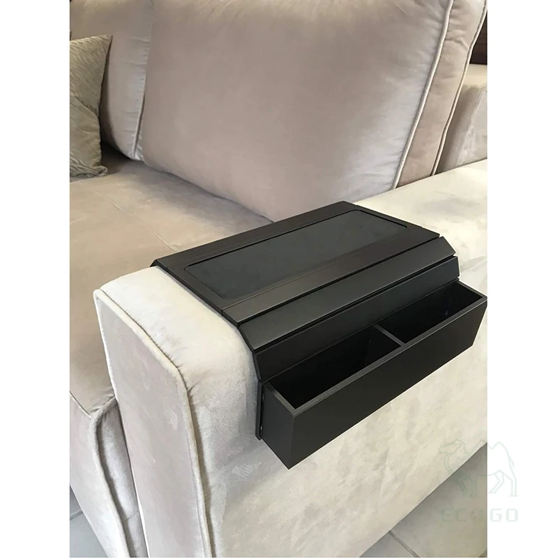 Couch Caddy With Storage Pocket,Bamboo Sofa Arm Tray Table,Armrest