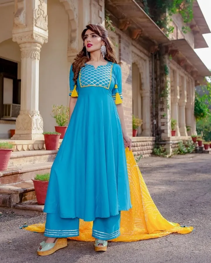 anarkali frock with plazo