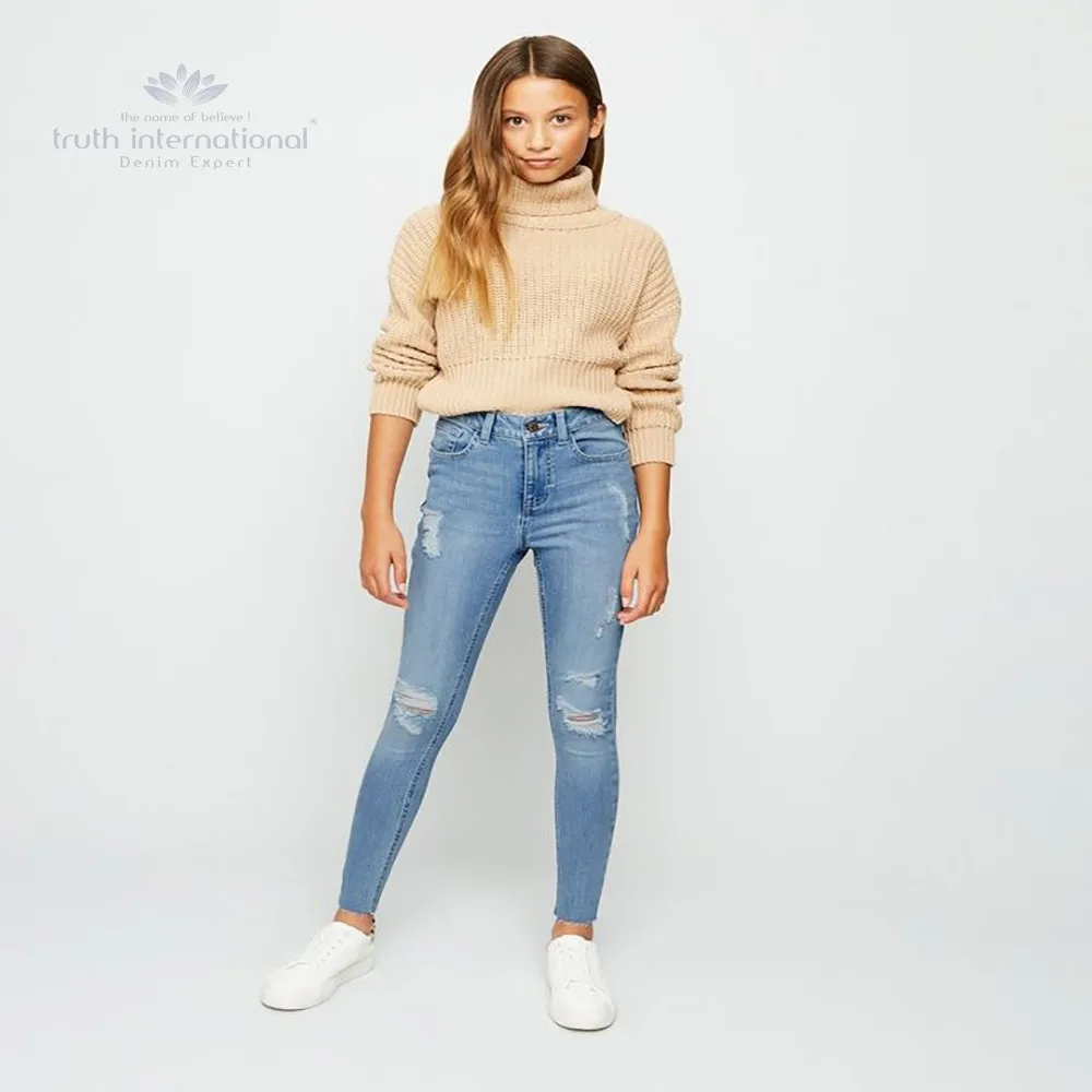 New Sexy Girls Blue Bleach Wash Ripped Skinny Jeans Buy Girl Jeans