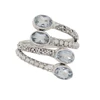 Carved Overlapping Silver Ring with Topaz