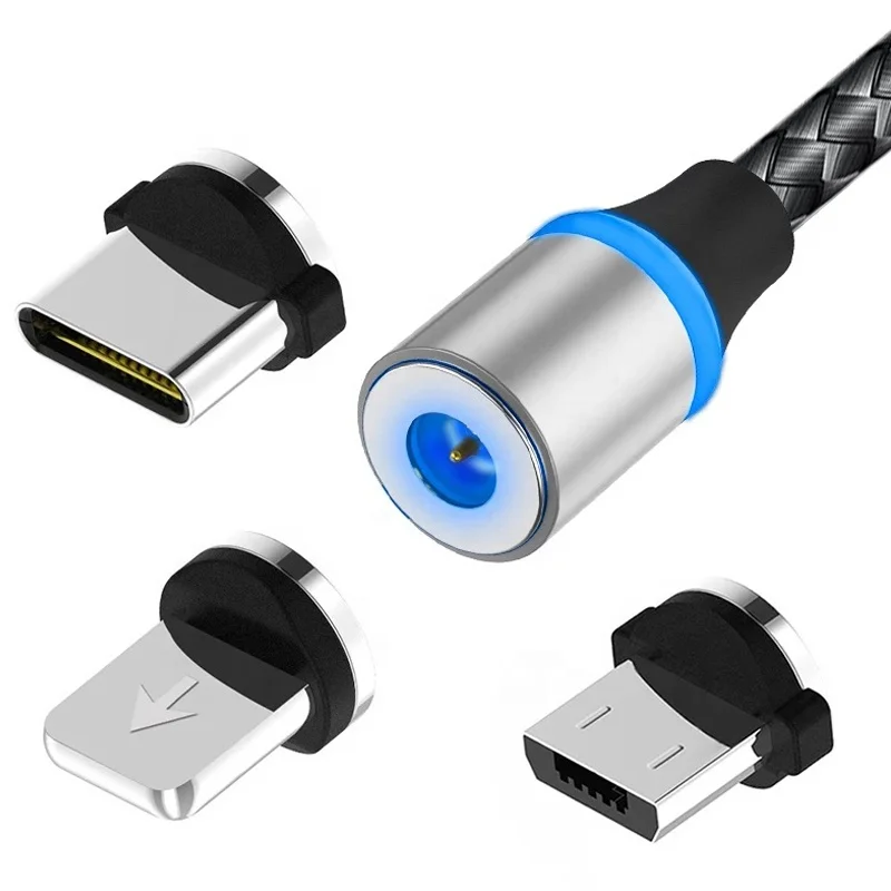 1m 2m 2.1A 3Plugs USB C Cord Type C 8Pin Micro USB 3 in 1 Magnetic Charging Cable for Android iPhone 5/6/7/8/XS/11 Huawei - ANKUX.COM