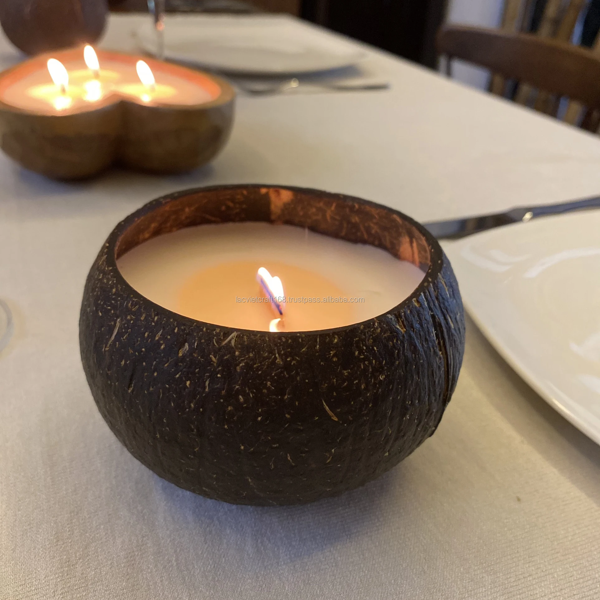 Details about   Coconut shell candle fragrance Thai Traditional Vintage local handmade 