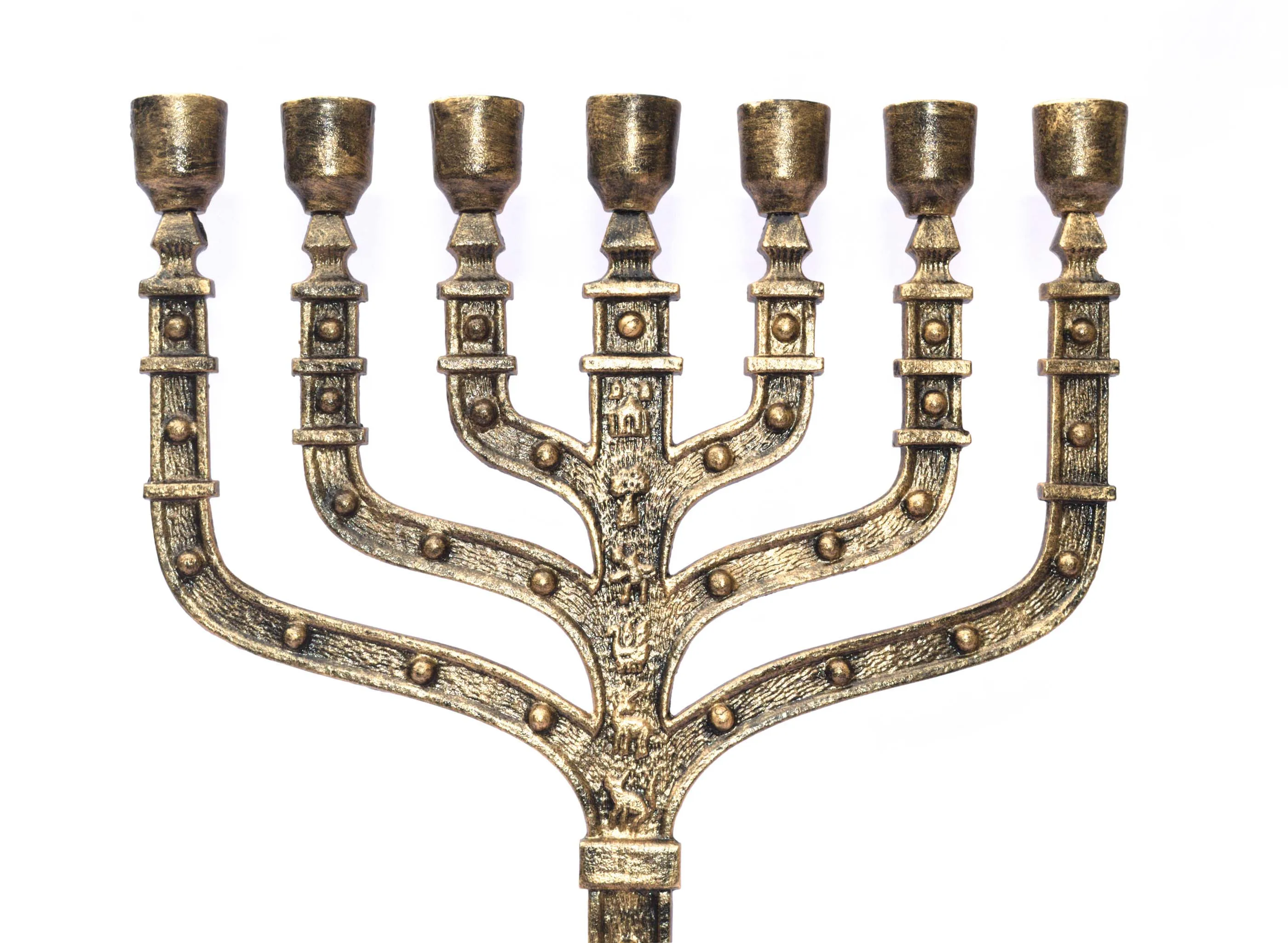 Unique Design Candle Holder Menorah Brass Antique 7 Branch Temple