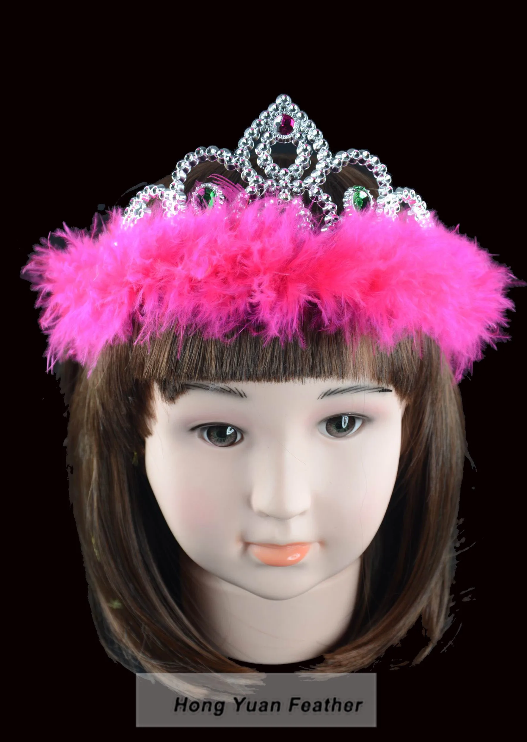 Wholesale Cheap Birthday Girl Princess Feather And Plastic Tiara Crown