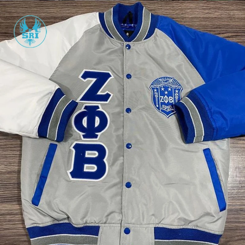 Zeta Phi Beta Sorority Embroidery Women Satin Jacket 