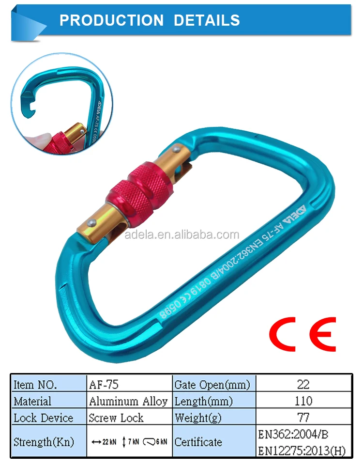 Taiwan ADELA rock climbing carabiner with CE 