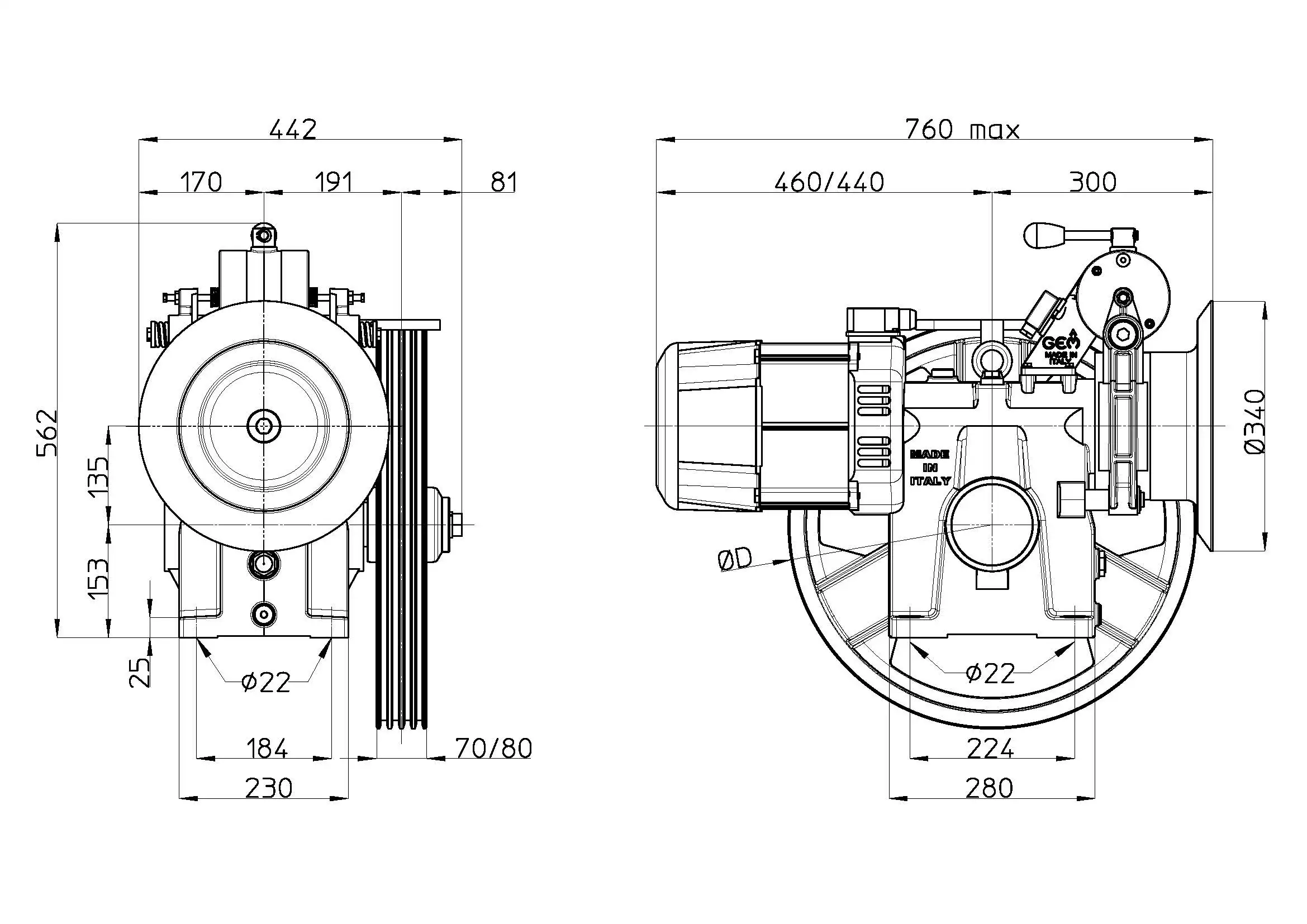 Made In Italy Traction Machine Geared Hw135 Best Quality Electric Motor