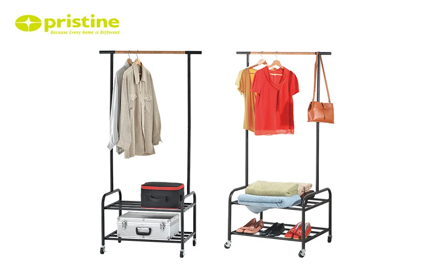Mit Multi Functional Wooden Clothes Hanger Stand With 2 Shelf Buy