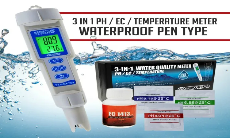 Máy đo pH / EC / Nhiệt độ ATC 3 trong 1 Combo chống nước Đa thông số Máy kiểm tra hồ bơi Spa Độ tinh khiết