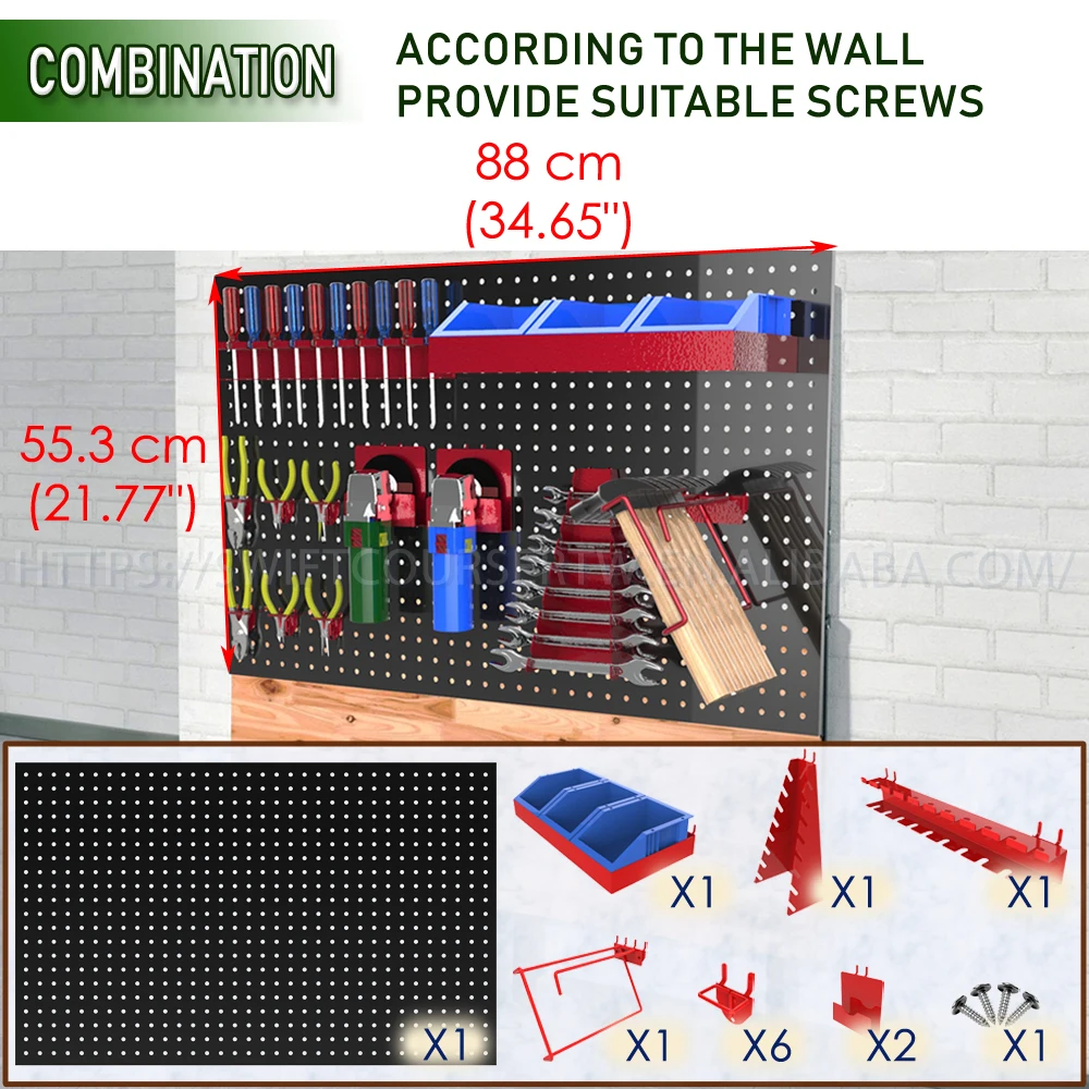 Wall Mount Metal Black Red Vises Wrenches Power Tool Pegboard Display