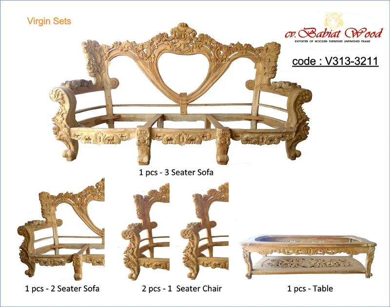 Unfinished Wooden Chair Frame Living Room Teak Or Mahogany Wood