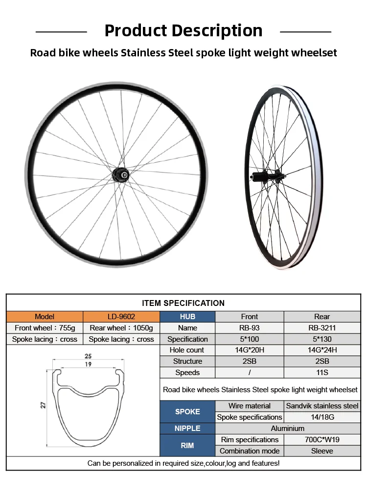 Road Bike Wheels Stainless Steel Spoke Light Weight Wheelset - Buy ...