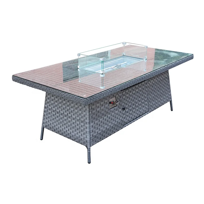 Rattan Outdoor Garden Furniture Fire Pit Furniture Set 6 Seat Dining