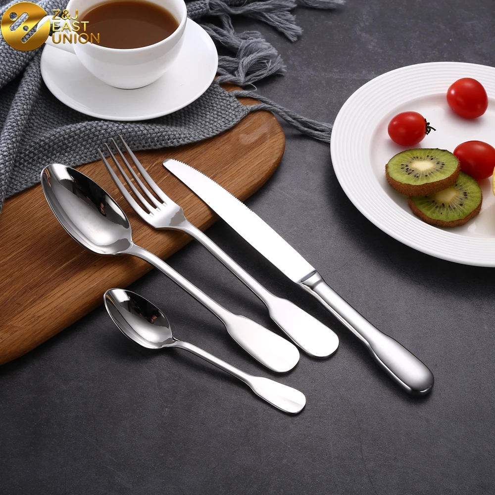 High End Flatware,Stainless Steel Spoon Matte Silver Cutlery Set For