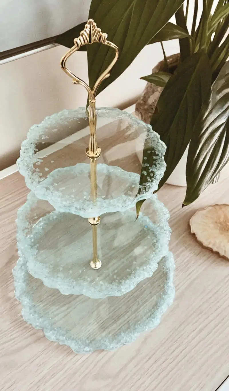 Three Tiered Cake Dessert Stand Serving Tray Silicone Resin Mold For