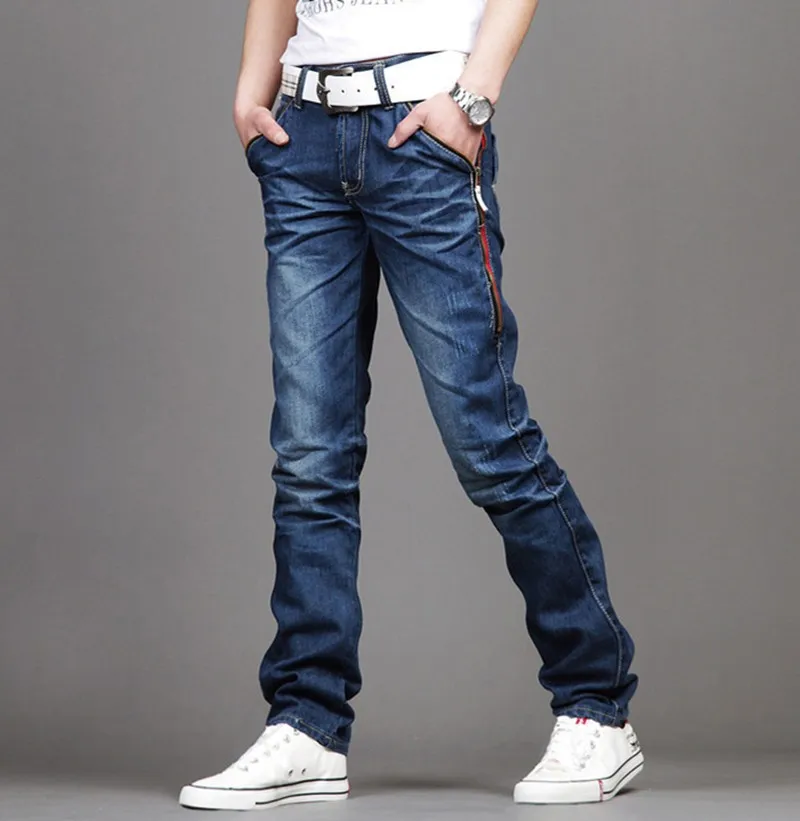 mens side elastic jeans