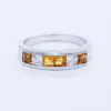 Wholesale 925 Sterling Silver Jewelry Rings Princess Cut 3M Citrine Natural Gemstones and Cubic Zirconia Eternity Thailand