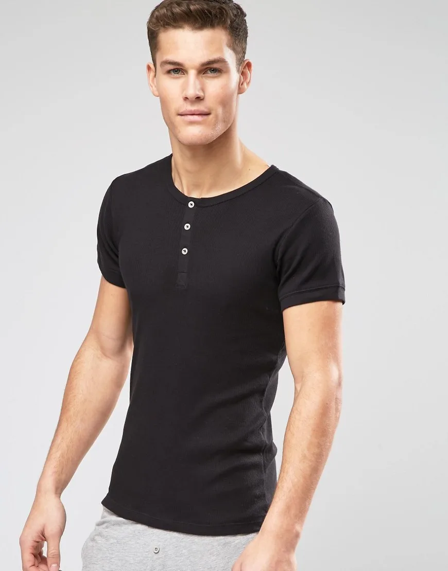 Wholesale Men's Crewneck Short Sleeve Plain Cotton Henley T Shirt With ...