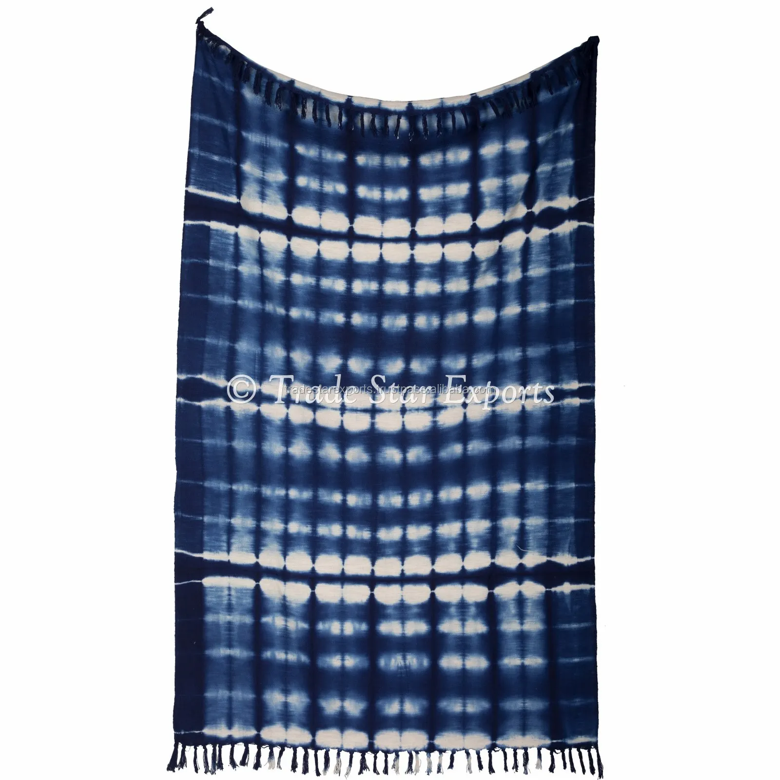Authentic Shibori Throw Blanket Hand Loomed Sofa Throw Indian Handmade