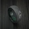 Custom Handmade Damascus Steel Jewelry Ring For Men and Women with wood inlay with Custom Logo