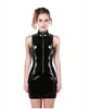 High Collar Chain Female Leather Night Club Dress