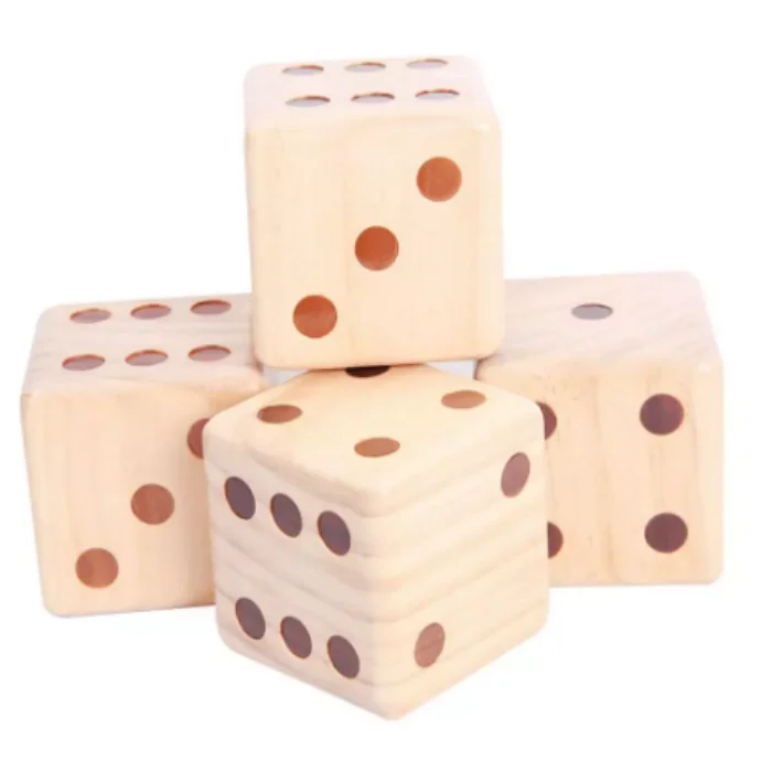 3.5inch/9cm Giant Wooden Yard Dice Set Light Weight Smooth Funny ...